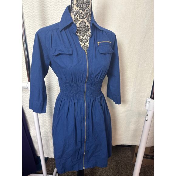 BN #18 J. Jolie Navy Blue Zip Front Shirt Dress - Size PS - Picture 1 of 7